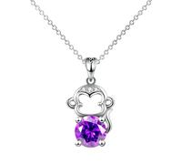 ACCESSOIRES FILLES Collier de singe argenté en argent sterling pour femmes et hommes, colliers de singe animale, pendentif de cage de singe, charme de singe, collier de singe pour filles, singe King