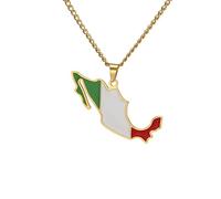 Accessoires Filles Collier Mexicain pour Les Femmes et Les Hommes, Mexique Carte avec Les Villes Collier pendent Collier de Drapeau Mexicain