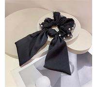 Accessoires for cheveux Cravate Corde à cheveux Tempérament Ordre Perle Dentelle Tissu Ruban Cheveux(Black)