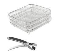 Accessoires for friteuse à air carrée de 8 pouces, grille de cuisson empilable à 3 couches, compatible avec Philips, compatible avec COSORI,compatible avec Ninja Foodi.(Rack and clip)