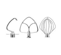 Accessoires for robot pâtissier KitchenAid 4,5-5 QT à tête inclinable : fouet métallique K45WW, crochet pétrisseur K45DH, batteur bord plat, acier inoxydable