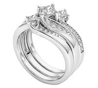 Accessoires Fournitures Bagues Bagues de promesse en or argenté Design délicat Noeud serti de diamants Bague de Bague de légère de haute qualité Perles Bijoux Anneaux (Silver, 11)