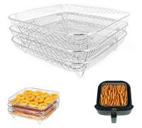 Accessoires friteuse à air KAL-3 pcs grill rack empilable 20 cm carré,inox 304,pour panier Airfryer
