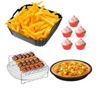 Accessoires Friteuse à air Set, Carré Air Fryer XXL Accessoires Compatible pour Philips 7,3L, COSORI 5,5L, Cecotec 6L,Ultenic K10 5