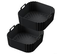 Accessoires Friteuse Air Silicone 2 - Panier Antiadhésif pour COSORI 180 NA230 - Cuisson Saine pour papier - Lavable au Lave-vaisselle - Dimensions 22.5x22.5x8cm(Black)