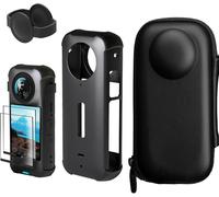 Accessoires Insta360 X3 6en1 Kit de Protection pour Insta360 X3,Coque en Silicone pour Insta360 X3 et Bouchon D'objectif,2 Insta360 X3 Protecteur D'éCran Sac pour Insta360 X3 avec Mousqueton