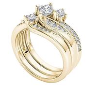 Accessoires Jouets Bijoux Bagues de promesse en or argenté Design délicat Noeud serti de diamants Bague de Bague de légère de haute qualité Présentoir Bijoux Anneaux (Gold, 11)