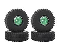 Accessoires Jouets RC Compatible avec Axial SCX10 III AXI03007 90046 TRX-4 pour Redcat pour GEN 8 Metal 1.9 Beadlock Wheel Rim Pneus Set pour 1/10 RC Crawler Car(Green)