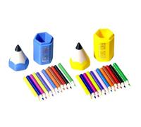 Accessoires Maison de poupée Porte-Crayons Miniature avec 12 Crayons de Couleur échelle 1:12 Fournitures Miniatures pour scène d’étude décoration modèle Univers Miniature (1 Bleu + 1 Jaune)