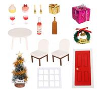 Accessoires Miniatures pour Maison de poupée, 17 pièces, décorations de Noël pour Maison poupée à l'échelle 1:12 avec Meubles Miniatures et Mini Figurines pour la Construction scènes
