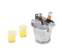 Accessoires Miniatures Pour Maison De Poupée, 2 Bières Dans Un Seau À Glace Et 2 Tasses À Bière