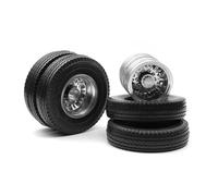 Accessoires Mise Niveau Rc Compatible avec Tamiya Voiture pour Camion Tracteur Remorque RC 1/14 Jantes Moyeu De Roue Avant Et Arrière avec Pneus Caoutchouc De 22 Mm/25 Mm Largeur(Rear)