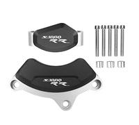 Accessoires Moto CNC Aluminium Moteur Stator Boîtier Garde Couverture Cadre Curseur Protecteur pour BMW S1000RR S 1000RR S1000 RR 2019 2020 2021(Logo S1000RR Silver)
