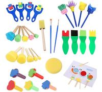 Accessoires Peinture Enfant - Kit Complet de Peinture avec Éponges, Pinceaux, Rouleaux et Tampons - 31 Pièces - pour Débutants à Avancés - Facile à Nettoyer et à Transporter