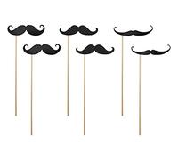 PartyDeco Accessoires de fête Moustaches photobooth – Lot de 6 Noir – Mariages et événements