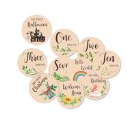 Accessoires photo créatifs en bois - Motif animaux de compagnie ronds et chiffres - Pour capturer les souvenirs de la première année de bébé - 1 jeu de cartes en bois pour bébé