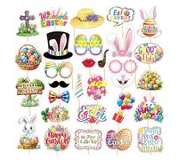 Accessoires Photo Pâques | Kit de 30 Accessoires Décoratifs Amusants pour Joyeuses Pâques,Œufs Colorés Lunettes Lapin Photographie | pour Fête à la Maison Studio Scolaire Anniversaire Évén