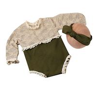 Accessoires photo pour bébé fille 0-3 mois Coiffe et combinaison en dentelle Vêtements de fête du mois Vêtements nouveau-né cheveux nœuds Tenue bébé fille