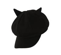 Accessoires photo pour filles, bérets, élégant avec nœud d'oreille, chapeau de peintre, spectacle petit visage, polyvalent, peintre, bec de canard, chapeaux tendance pour femmes, Noir , Taille unique