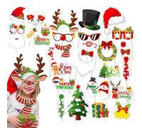 Accessoires Photo Selfie Noël, Décoration de Fête 30 Pièces pour Table Mur Anniversaire, Chapeaux Chaussettes Festives Décoration Fête pour Adultes Photographie