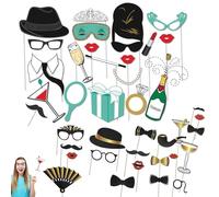 accessoires photobooth fête 40 pièces, déco anniversaire mariage nouvel an, kit photo amusant pour soirée dansante et célébration, style chic et ludique