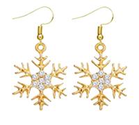 Accessoires Pince Accessoires Bijoux Snowflake Earring For Women Winter Flower Snowflake Pierced Hook Dangle Earrings Jewelry For Christmas Bracelets Baguier Kits (Rose Gold, One Size)