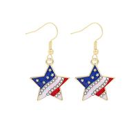 Accessoires Pince Artisanat Fournitures Bijoux d'oreilles Jour de l'Indépendance Pendentif Drapeau Rouge Bleu Blanc Léger Mode Strass Forme de Coeur Perçant Trousse Outils Nettoyeur (AE, One Size)