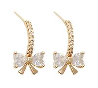 Accessoires Pince Colle Nettoyeur Bijoux And Elegant Accessory Bow Stud Earrings Suitable For Sensitive Ears Fabrication Stockage Accessoires Kits (Gold, One Size)