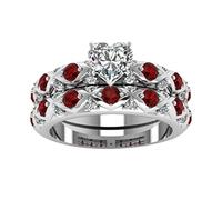 Accessoires Pinces Bijoux Diamants Bague Européenne Couple Et Zircon -incrusté Bagues Pêche Bracelets Bagues Bagues (RED, 5)