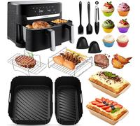 Accessoires Pour Air Fryer Moulinex Easy Fry Dual 8,3L(5,2/3,1L), 17 Pcs Avec Friteuse À Air Moule en Silicone, Grille Racks, Moule Cake, Moule à Pain Pour Moulinex - EZ901820