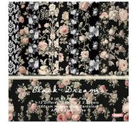 Accessoires pour albums photos Papier, 6"x 6" Floral 48 feuilles de papier à motif de fleur de rose noire simple face, fournitures de fabrication de cartes de bricolage