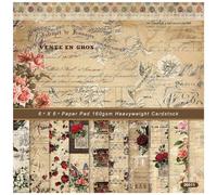 Accessoires pour albums photos Papier, 6"x6", 48 feuilles de papier à motifs floraux et insectes, recto simple, 160 g/m², sans acide, fabrication de cartes DIY - Marron