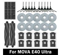 Accessoires pour aspirateur MOVA E40 Ultra, brosse latérale principale, filtre HEPA, chiffons de nettoyage, sac à poussière, pièces de rechange 12 PCS