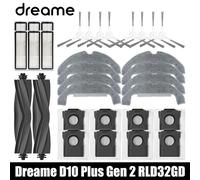 Accessoires pour aspirateur robot Dreame D10 Plus Gen 2 RLD32GD : brosse principale, brosse latérale, filtre HEPA, chiffons de nettoyage, sac à poussière, pièces de rechange Clair