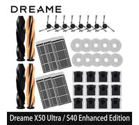Accessoires pour aspirateur robot Dreame X50 Ultra / S40 Enhanced Edition : brosse principale, brosse latérale, filtre HEPA, serpillière, sac à poussière, pièces détachées Rose