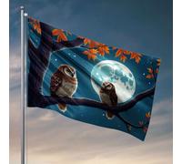 Accessoires pour caverne d'homme et décoration avec deux hiboux perchés sous une pleine lune - Accessoires de bar pour décoration de salle de jeux (120 x 180 cm)