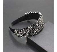 Accessoires pour cheveux Bandeau en cristal de diamant européen et américain, simple et à la mode, super flash, large bord, strass, accessoires pour cheveux pour femmes, gris