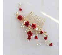WSYGHP Accessoires pour cheveux de mariage pour femme, épingles à cheveux, mode, rose rouge, peigne à cheveux pour femme, peigne à cheveux, accessoires faits à la main, bijoux de mariage