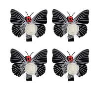 Accessoires pour cheveux décoratifs en forme de tête de mort, pinces à contour papillon noir avec centre rouge et clair, ensemble de quatre pièces pour costume à thème, accessoire gothique à clipser
