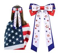 Accessoires pour cheveux du 4 juillet pour femme - Satin soyeux - Rouge, blanc et bleu - Nœud pour cheveux - Drapeau américain - Étoile patriotique - Pinces à cheveux - Accessoires pour cheveux -