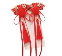 Accessoires pour cheveux du Nouvel An chinois, nœuds rouges poilus avec glands - Pince à cheveux de style chinois | Accessoires pour cheveux du Nouvel An pour la fête des mères, les , la