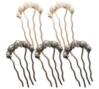 Accessoires Pour Cheveux En Perles Pour Femmes, 5 PièCes, éPingles à Cheveux En Perles, Peigne Torsadé FrançAis DéCoratif En Alliage En Forme De U Pour Styles De Mariage Nuptial