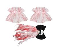 Accessoires pour cheveux gothiques : barrette squelette d'Halloween 3 pièces, pinces décoratives sanglantes, coiffe de mariée foncée, bracelet élégant | Bijoux de déguisement pour Day Of Dead Play