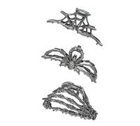 Accessoires pour cheveux gothiques, pinces à cheveux d'Halloween, fantôme noir, pinces à cheveux, accessoires pour cheveux sombres pour tous les jours et les styles saisonniers (H 3 pièces, gris)