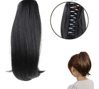 Accessoires Pour Cheveux Perruque queue de cheval courte droite de 10 pouces avec pinces à griffes perruque queue de cheval chignon synthétique pinces à cheveux queue de cheval for femmes Postiches Po