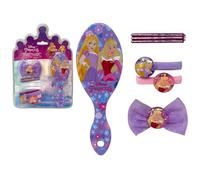 Accessoires pour cheveux Princesses Disney pour filles Pack en forme de château complet de 7 pièces brosse épingles à cheveux élastiques pince
