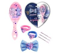 Accessoires pour cheveux Stitch Disney pour filles emballage en forme de coeur complet de 7 pièces brosse épingles à cheveux élastiques pince