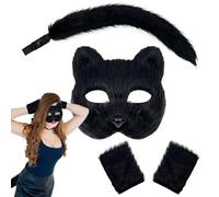 Accessoires pour Costumes d'Animaux | Masque et Queue | Équipement Réaliste Sangles Réglables Conception Respirante Avec Gants pour Costume Mascotte Photoshoot Jeu de Rôle