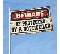 Accessoires pour drapeau de jardin « Beware Of Protected By A Rottweiler » - Accessoires de drapeau de jardin - Décoration de bar d'extérieur (152 x 244 cm)