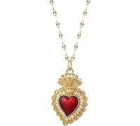 Accessoires pour filles Collier exquis en forme de cœur sacré rouge pour femmes et hommes, joli collier en forme de cœur sacré de Jésus - Pendentif en forme de cœur sacré, collier en forme de cœur de